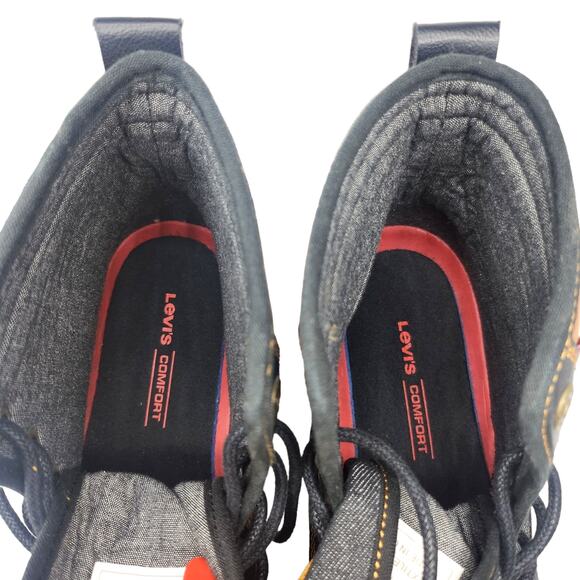 Levis Boots Mens 10 Blue Denim Artesia Hiking Ankle Mid Calf Black Leather Tie - Picture 9 of 12